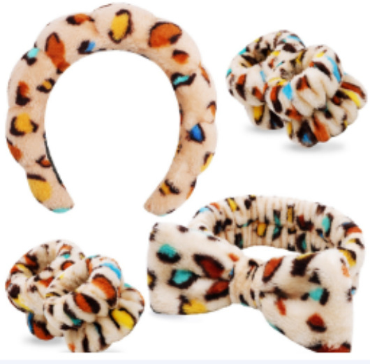 Juego de Diadema y Muñequeras de Tela de Terciopelo de Coral para Lavado de Cara y Maquillaje image 20