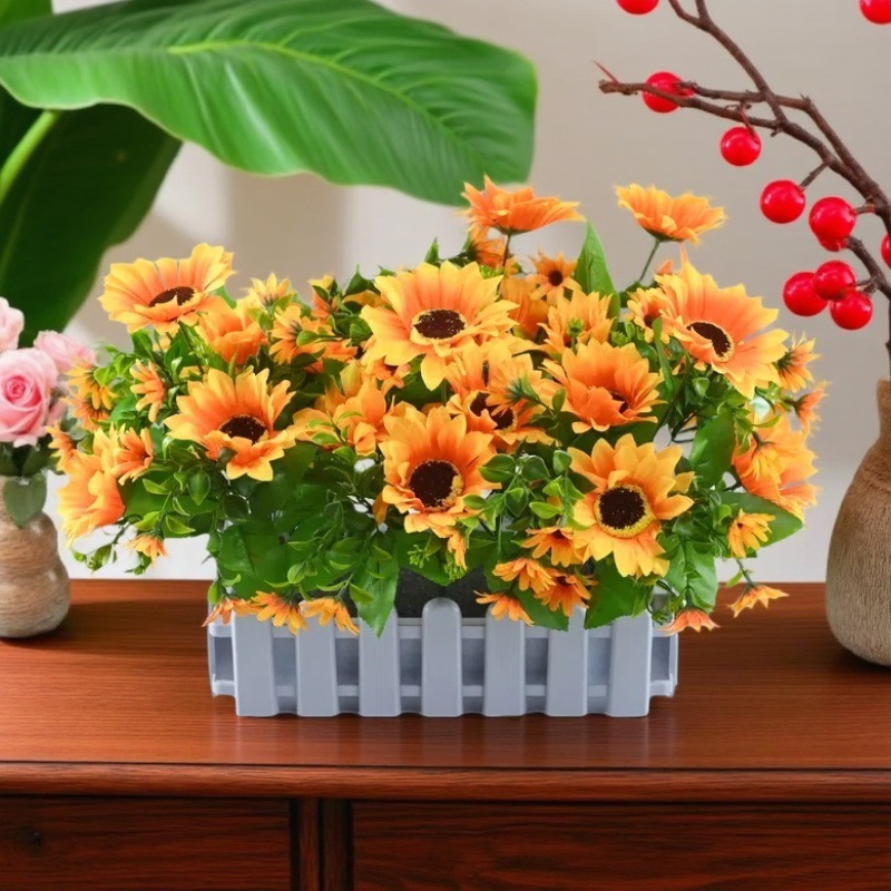 Simulación girasol al por mayor Traje transfronterizo Estilo pastoral Decoración Flor Fotografía Accesorios de fotografía Flor falsa Girasol