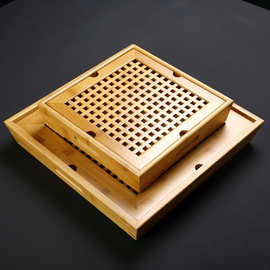 竹制储水式小茶盘 小型茶台沥水架 家用干泡茶托简易蓄水茶具托盘