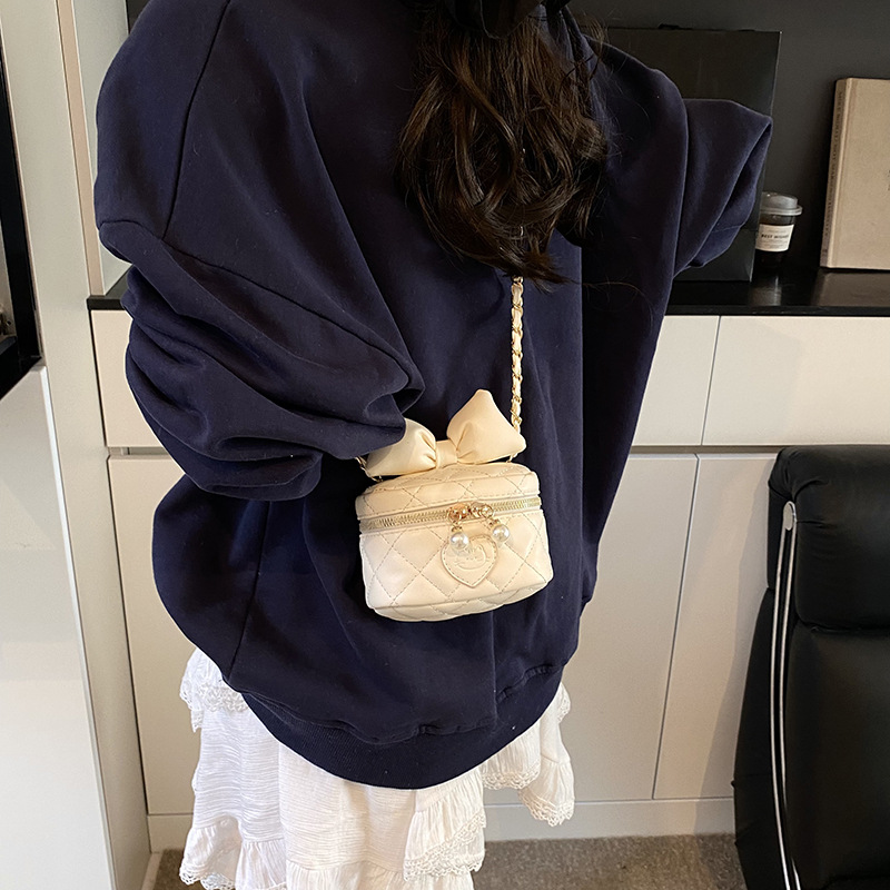 Bolsas coreanas para niños y niñas, bolsas de hombro de arco lindas, bolsas de caja de moda para niños, bolsas de cadena para niños, nueva moda