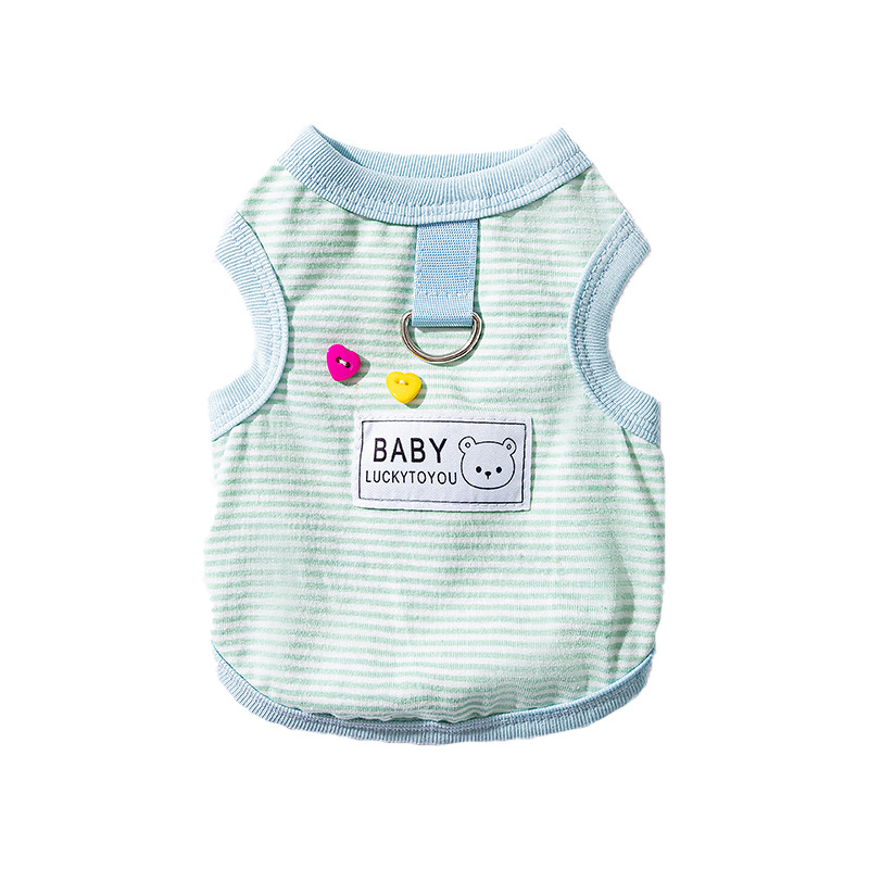 Chaleco de rayas teñidas en hilo de algodón para perros de primavera y verano Ropa de dos patas para perros pequeños y medianos Ropa para mascotas transpirable de verano para gatos