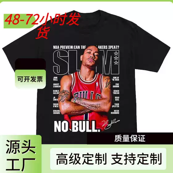 NBA Derrick Rose Graphic Tee Streetwear Loose Casual Heavyweight 240g Short Sleeve T-Shirt