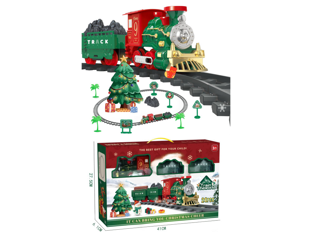 Navidad transfronteriza pulverización eléctrica retro tren juguete simulación de órbita pequeño tren sensorio control remoto mini locomotora