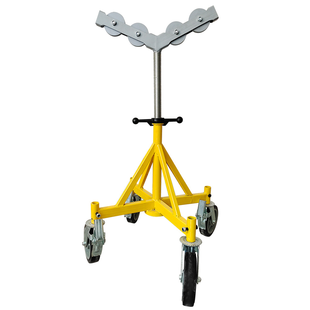 Soporte de rodillos ajustable de altura retráctil Soporte de tubería ajustable con ruedas Cuatro soportes con soporte de tubería de servicio pesado image 1