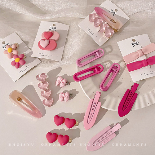 Pink hair clip for girls, cute broken hair bangs clip, baby does not hurt the hair clip, little girl duckbill clip headdress
