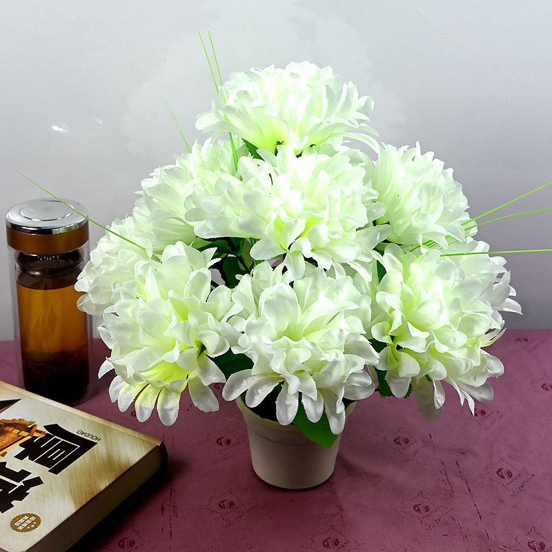 Flores de simulación de pantalla al por mayor simulación de crisantemo 13 flores artificiales de simulación de gran crisantemo seda flores falsas flores decorativas