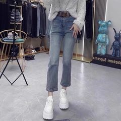 八分窄版直筒牛仔裤女小个子2025新款春秋薄款高腰弹力显瘦烟管裤