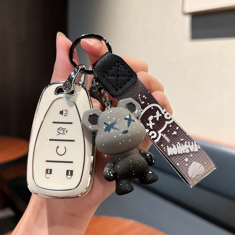 시보레 H-스마트 5 키 [싱글 쉘 화이트] + 그레이 폭력 곰 펜던트