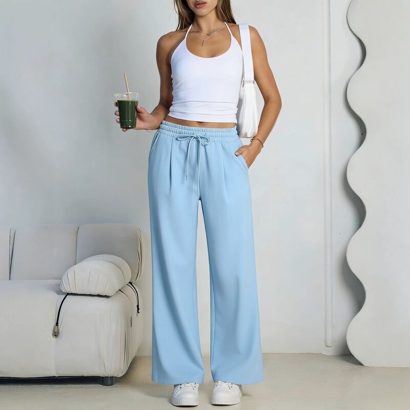 Cross-Border Women's Summer Multi-Color Sports Trendy Fashion Casual Pants Versatile Drawstring Outdoor Solid Color Jogging Pants