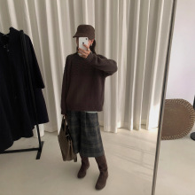 ON LINE 韩版插肩袖镂空针织衫女十三行冬季圆领套头毛衣女1137