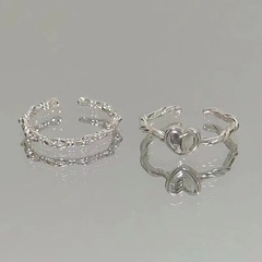 Minimalist niche design solid silver heart ins ring for women, fashion, personalized, adjustable for index finger, student ring