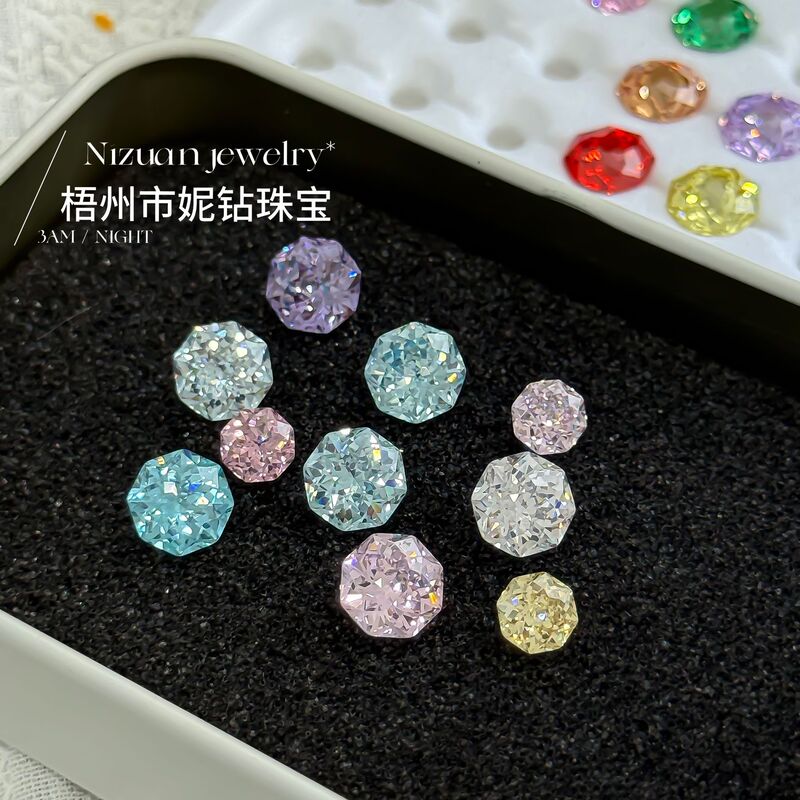 Factory Direct Supply of 5A Colored Zircon Octagonal Bouquet Cut Loose Stones, Oxidized Cubic, Suitable for Gemstone Setting Wholesale Factory Direct Supply of 5A Colored Zircon Octagonal Bouquet Cut Loose Stones, Oxidized Cubic, Suitable for Gemstone Setting Wholesale