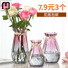 炫恺北欧创意玻璃花瓶透明水培绿萝植物玻璃花瓶家用插花客厅装饰