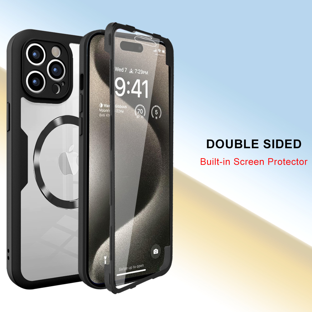 Qicai manyetik emişli iPhone 16 Pro telefon kılıfı Apple 15 kabuk filmi hepsi bir arada tam kapsamlı 14pm düşmeye karşı dayanıklı 16e