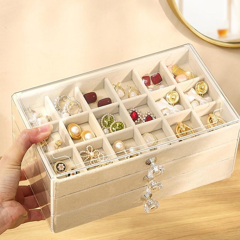 ジュエリー収納ケース高級洗練された新しい引き出し式ネックレスピアス多層大容量イヤリングアクセサリーケース|undefined