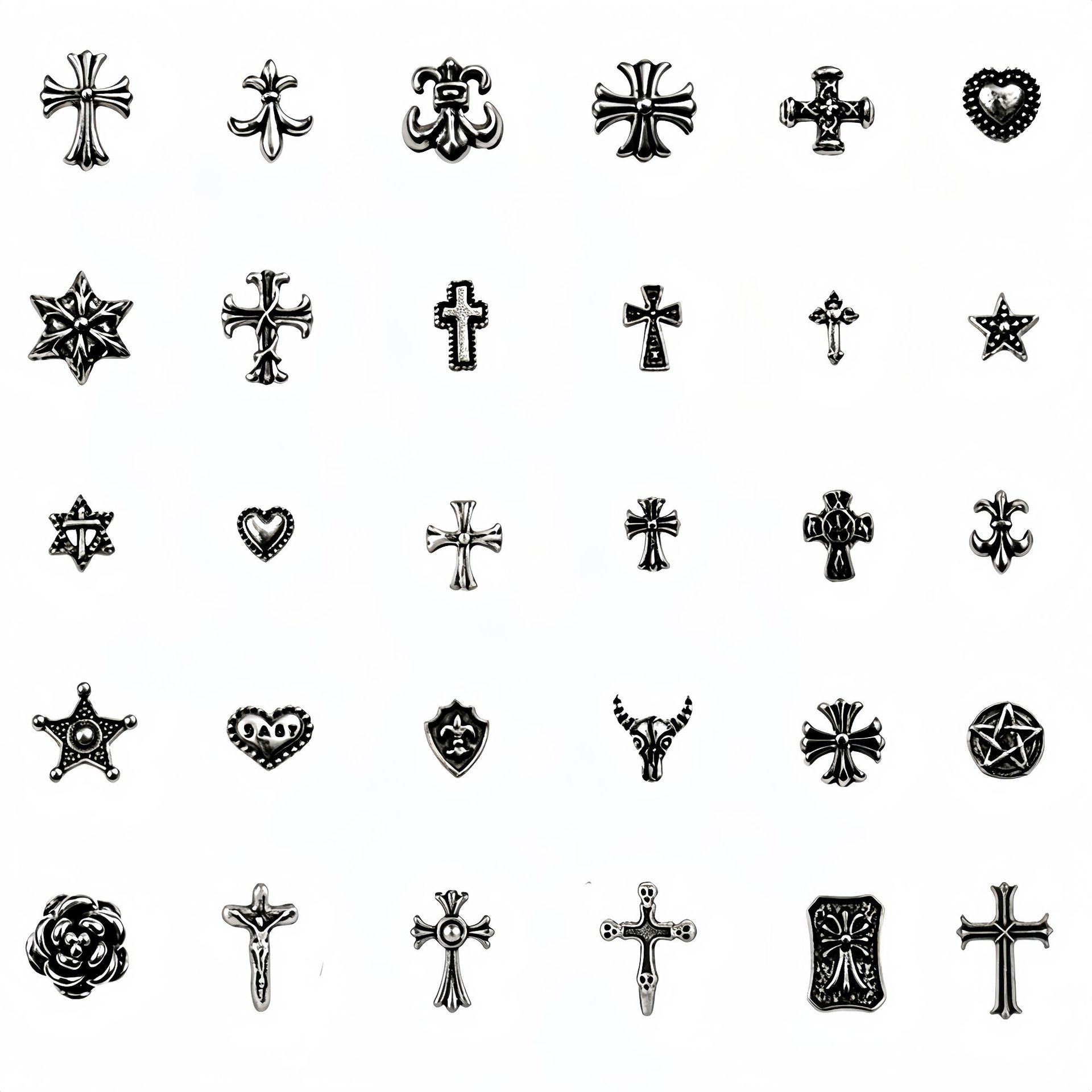 Cross-border dark cross nail art accessories, trendy retro alloy nail decorations, new metal nail art accessories