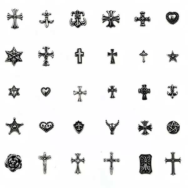 Cross-border dark cross nail art accessories, trendy retro alloy nail decorations, new metal nail art accessories