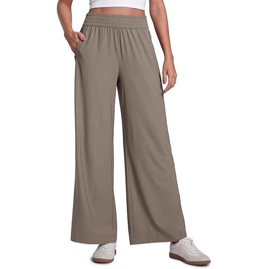 European and American Lightweight Wide-Leg Women's Pants 30inch Loose High-Waist Casual Lounge Chair Travel Work Loose Tight Summer