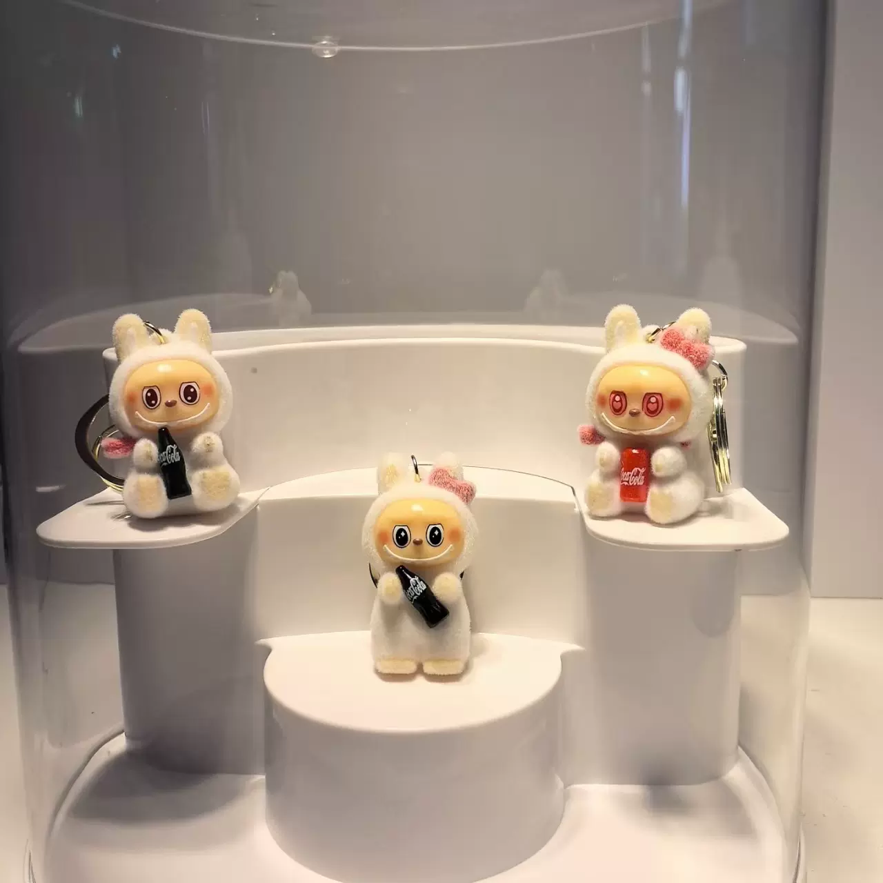 卡通可乐植绒拉布布钥匙扣包包挂件桌面小摆件地推盲盒小公仔批发