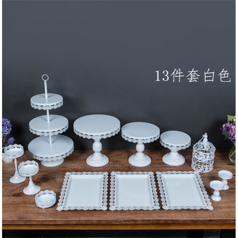 Tabla de postres de boda portapaste combinación set set de hierro forjado europeo 13 piezas set de decoración de bandeja West Point image 19