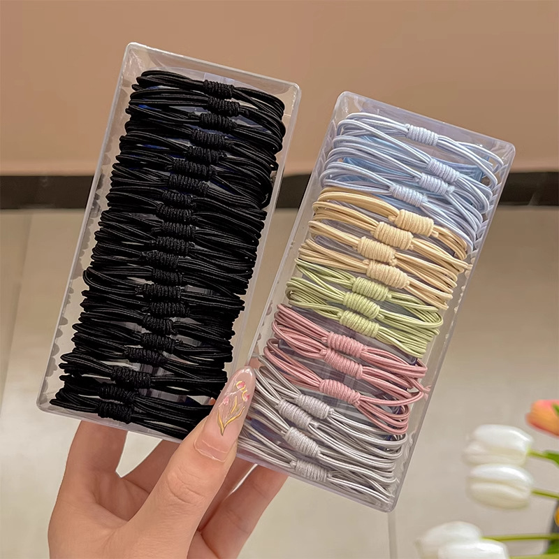 Cuerdas de cabeza de alta sensación multi-círculo de goma cuerdas de cabello de cabello de cola de caballo de alto anillo de cabello de alta elasticidad cubierta de cuero al por mayor