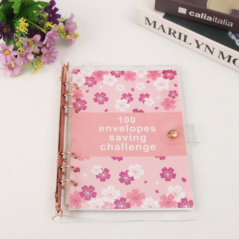 Pink cherry blossom rose gold clip