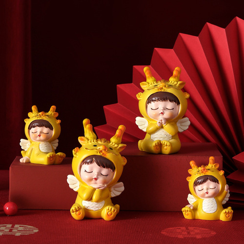 Creative national trend baby dragon decoration ornaments Year of the Dragon zodiac ornaments office desktop lucky resin doll ornaments