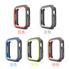 新款适用于apple watch7/8表带TPU双色半包保护壳保护套PC电镀壳