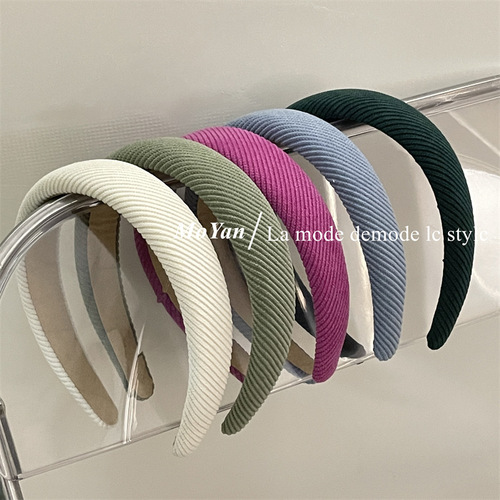  New Color Palette Retro High Crown Hair Band Fashion Hairpin Ribbed Press Hair Accessory Wide Sponge Headband for Women