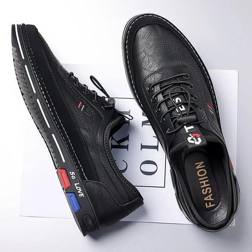 Autumn New Breathable Business Casual Leather Shoes Summer Thick Sole Height Sports Board Shoes for Men