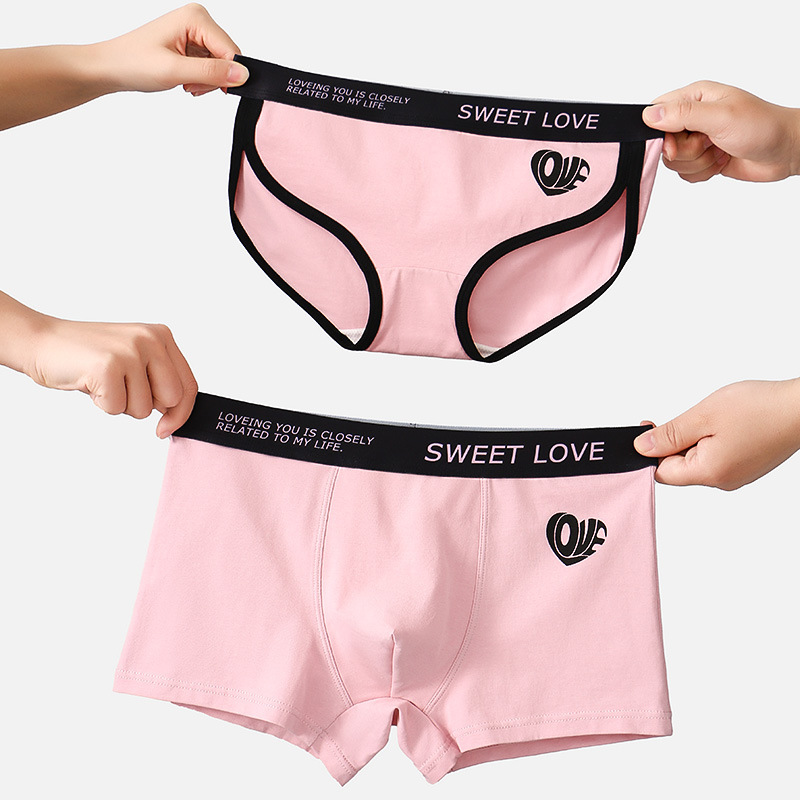 Couple's Underwear Cotton Comfortable Men's Underwear Breathable Trendy Loving Women's Briefs Young Men's Underwear Men's Boxer