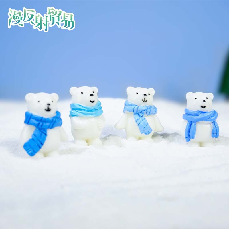 Micro paisaje accesorios de decoración creativa adornos de resina lindo paisaje de nieve bufanda de iceberg muñeca de oso polar
