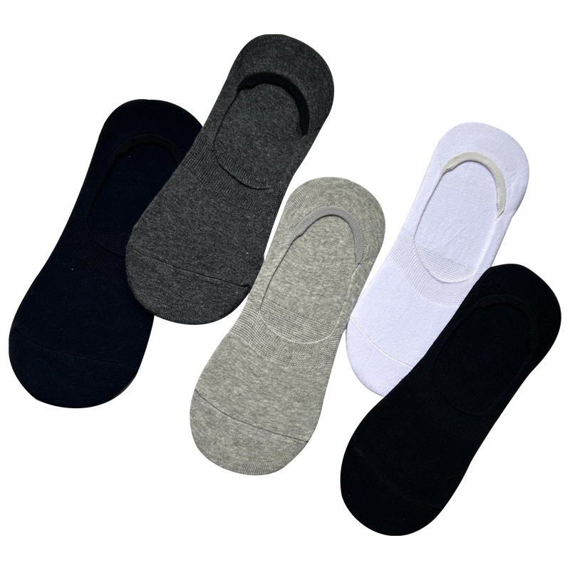 Calcetines invisibles calcetines de algodón bajos para hombres color sólido de corte bajo verano estudiante deportes corto antideslizante barco calcetines fábrica al por mayor