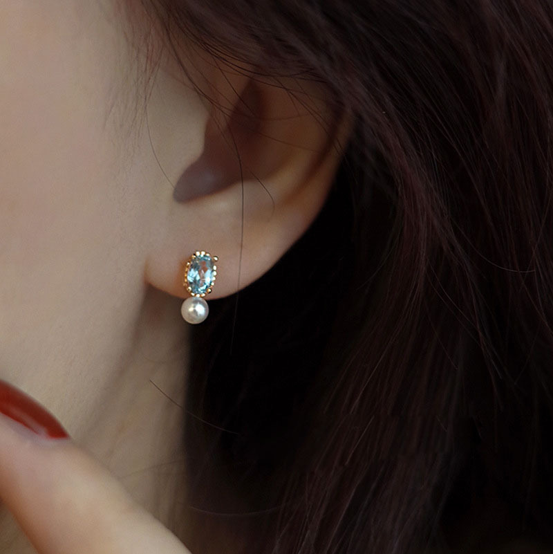 Daily Occasion 1 Pair 925 Sterling Silver Zircon 925 Sterling Silver Earrings Geometric Ear Studs
