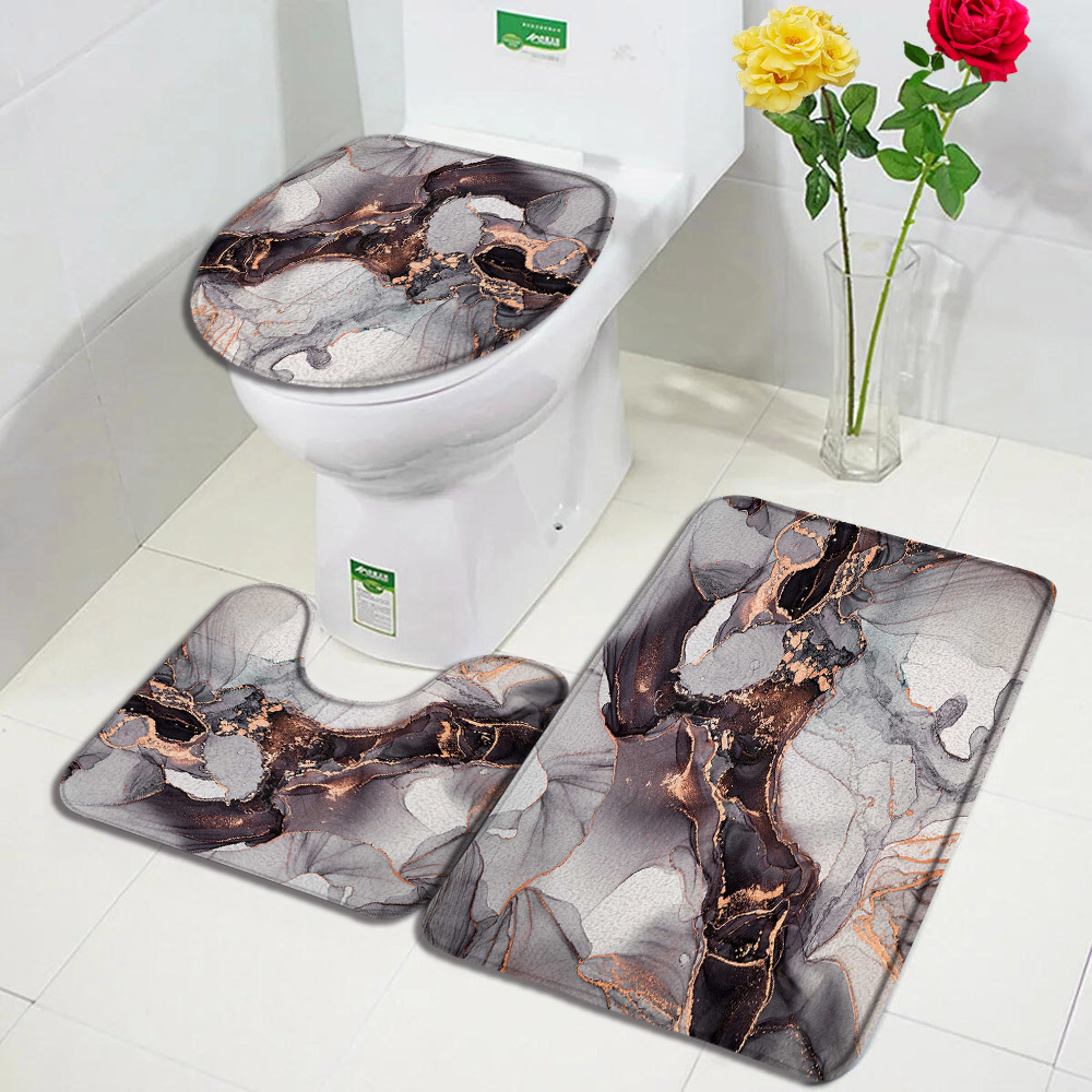 Baño transfronterizo de tres piezas aislante de frío absorción de agua alfombra de franela resistente al desgaste y sucia fácil de cuidar alfombra antideslizante de decoración doméstica