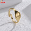 Glossy one size small design ring stainless steel, 14 carat white gold, trend of season, wholesale