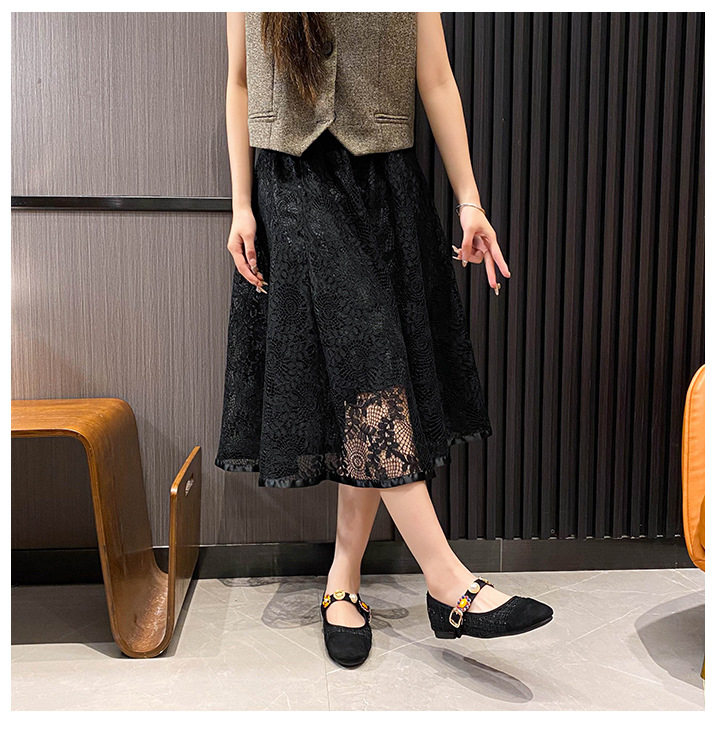Giày Mary Jane nữ đế bệt mũi tròn phong cách retro — Màu hồng, Màu xanh dương, màu đen chi tiết 24
