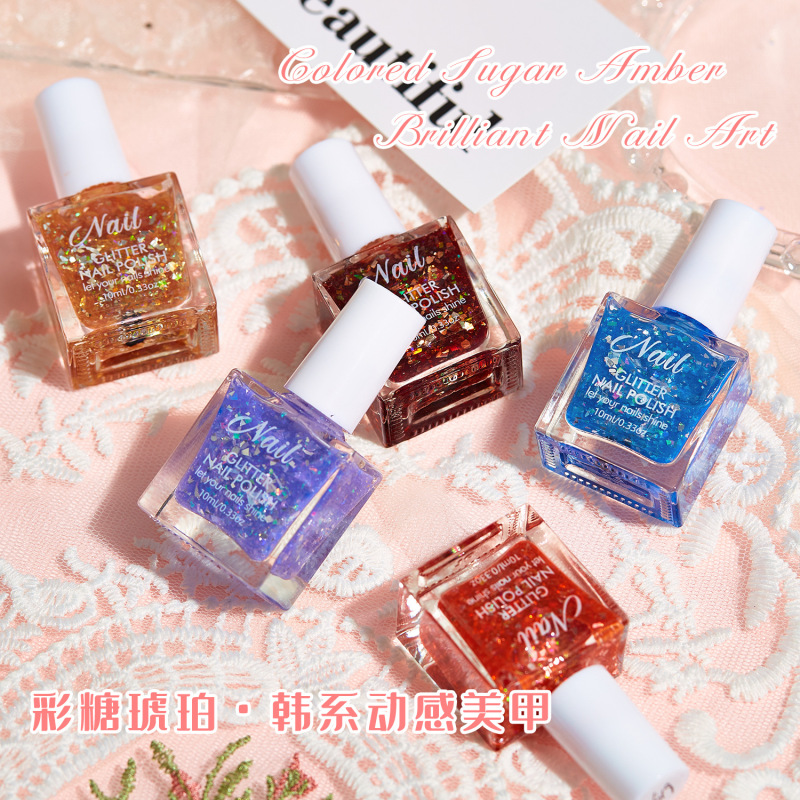 Cross-border Japanese pop star nail polish glitter nail polish gel pop flash irregular broken diamond sequins nail salon wholesale