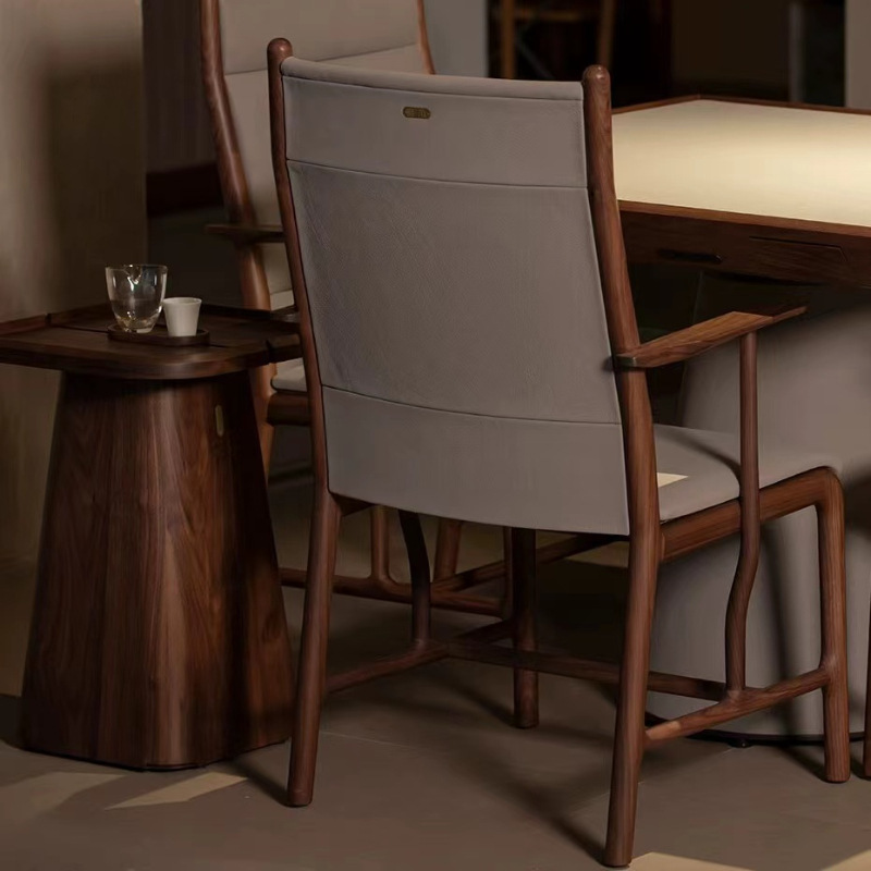 Nueva mesa de huevo de estilo chino mesa de comedor de madera maciza mesa de comedor para el hogar reunión negociación mesa cuadrada de ajedrez mesa de entretenimiento color nogal negro