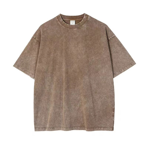 Create a heavy-duty street vintage distressed retro short-sleeve T-shirt for men and women, summer water-washed casual half-sleeve, custom production based on images.
