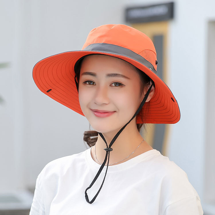 夏季女士户外遮阳帽马尾孔渔夫帽防晒太阳帽透气情侣出游登山帽子|undefined