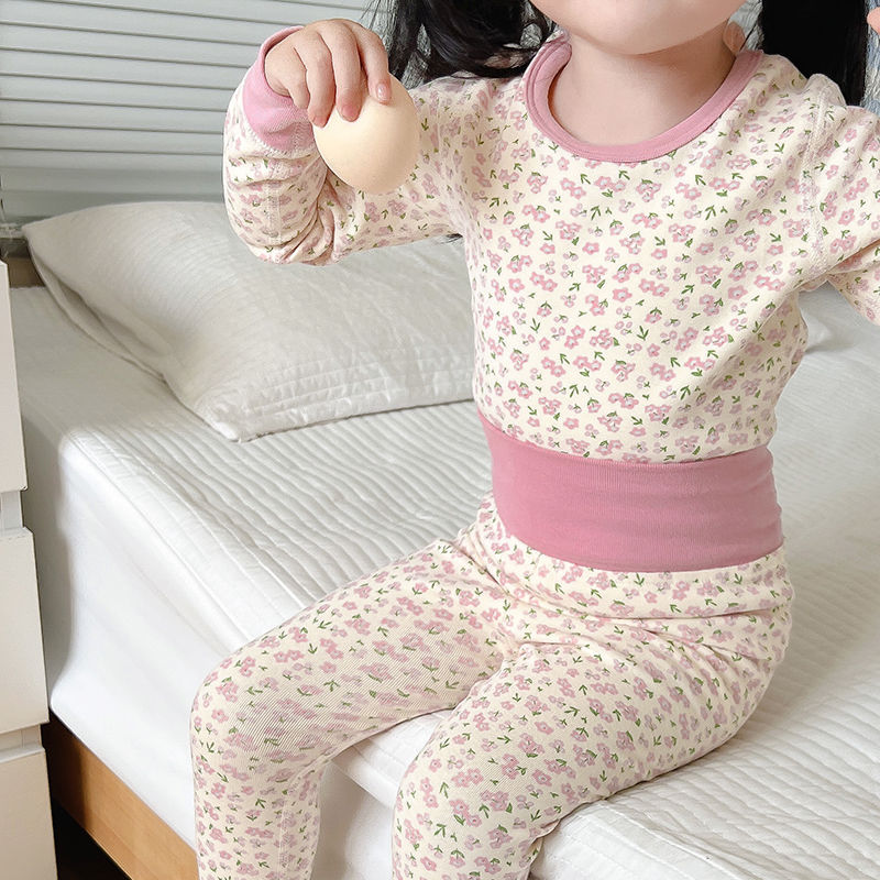 Wool high-waisted leggings - floral pink