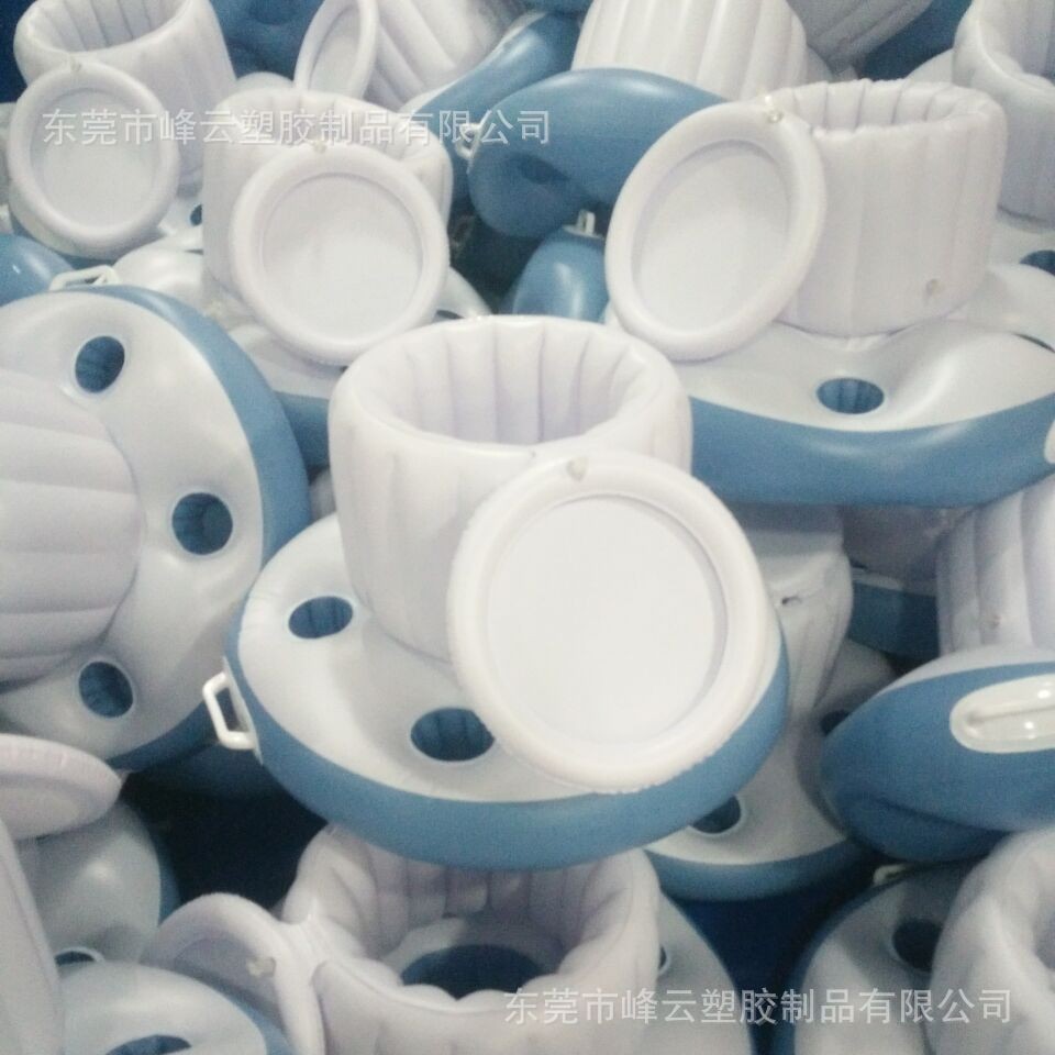 厂家直供PVC水上充气冰桶冰吧可乐饮料漂浮杯座泳池充气啤酒杯托