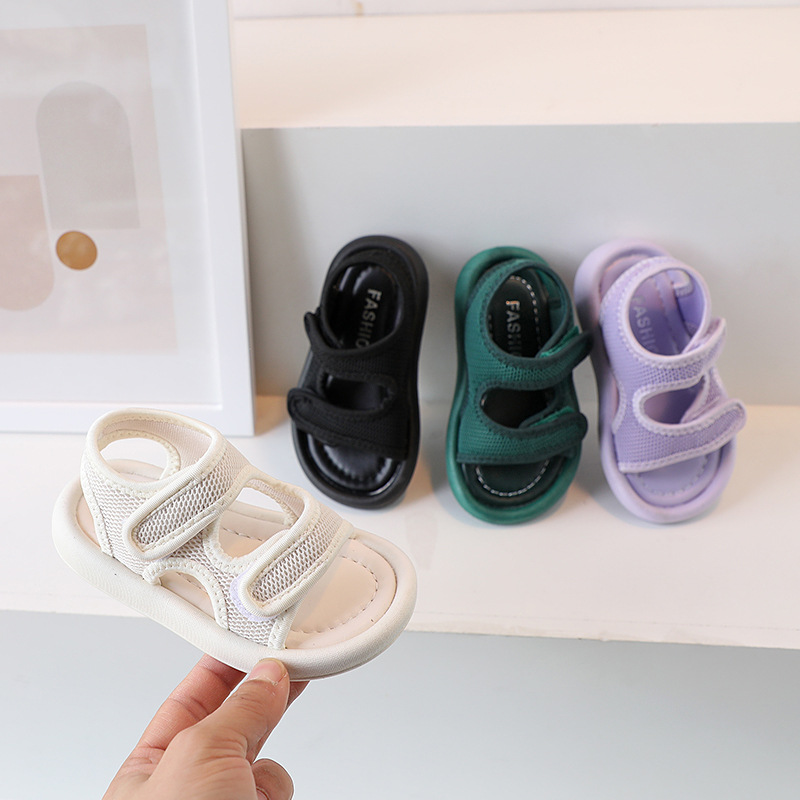 Chaussures d'été en tissu coréen pour enfants, sandales à Velcro respirantes à la mode pour bébés hommes et femmes, plage_voghion.com