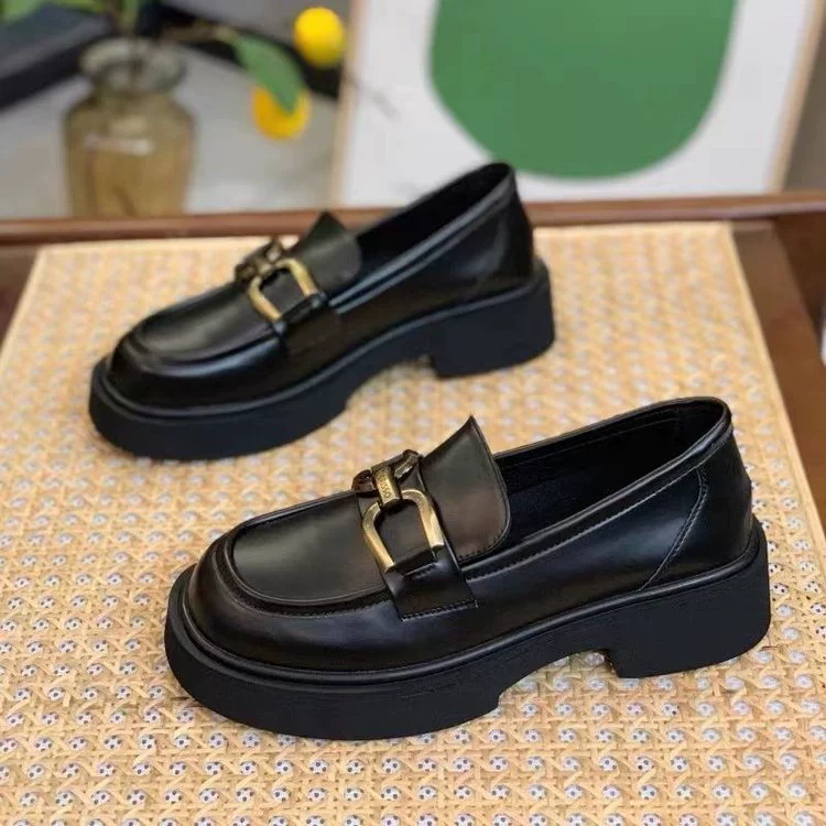 Мокасины женские Новинка 2024 года Весна Ретро кожаные туфли в британском стиле на толстой подошве без шнуровки с юбкой туфли на мягкой подошве