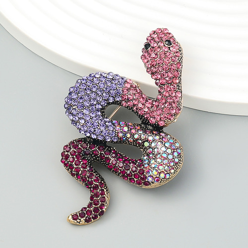 colorful diamond color matching serpentine bling sanke brooch girl lovely pin fashion brooches accessories