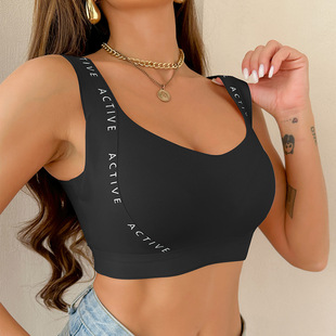 Cross-border three-breasted seamless no steel ring women's bra gathered European and American sports underwear wide shoulder strap bra foreign trade wholesale