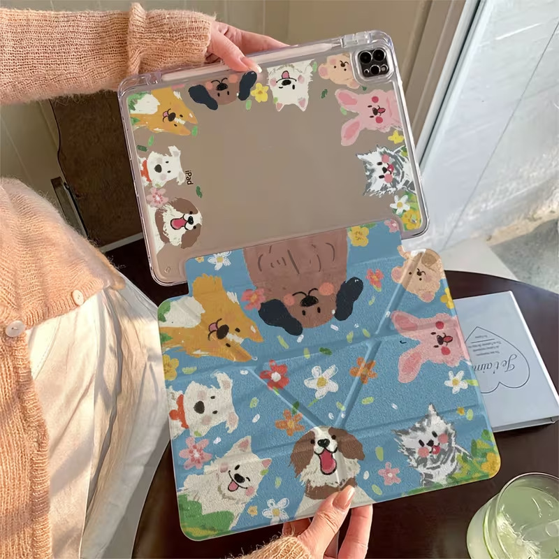Blue Sky and White Clouds Cute Puppy Y-Fold Tablet Protective Case Suitable for iPad 11 2025 Model Air7 Protective Case A16 Blue Sky and White Clouds Cute Puppy Y-Fold Tablet Protective Case Suitable for iPad 11 2025 Model Air7 Protective Case A16