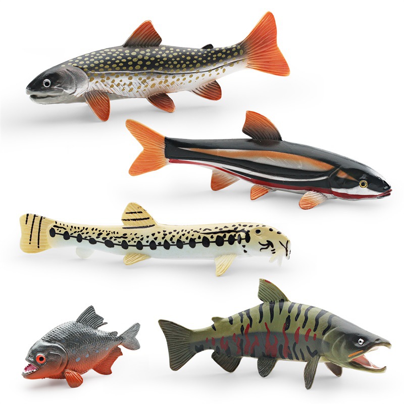 Transfronteriza simulación animal marino chino Loach flecha pescado rojo punto salmón piraña modelo adornos