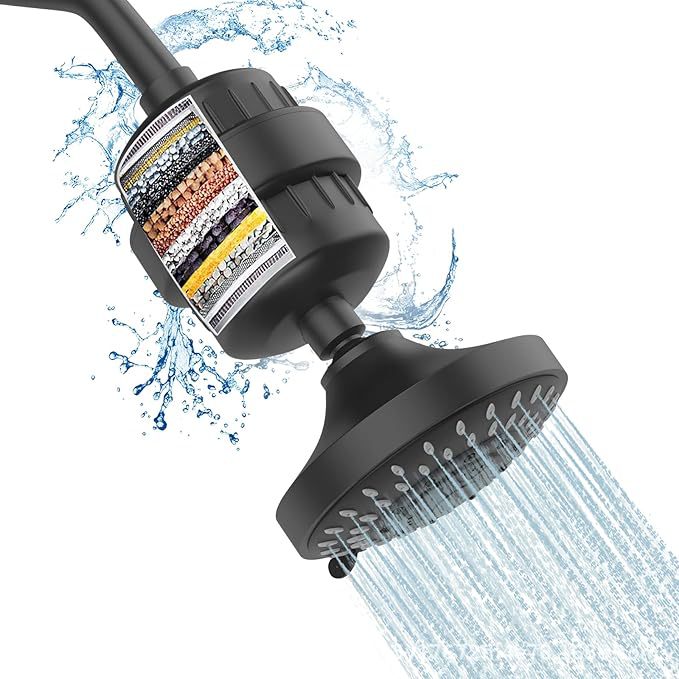 Cabezal de ducha ajustable de 4 pulgadas y 5 velocidades con filtro de 15-25 niveles para baño y caseta de ducha, pequeño set de ducha superior transfronterizo.